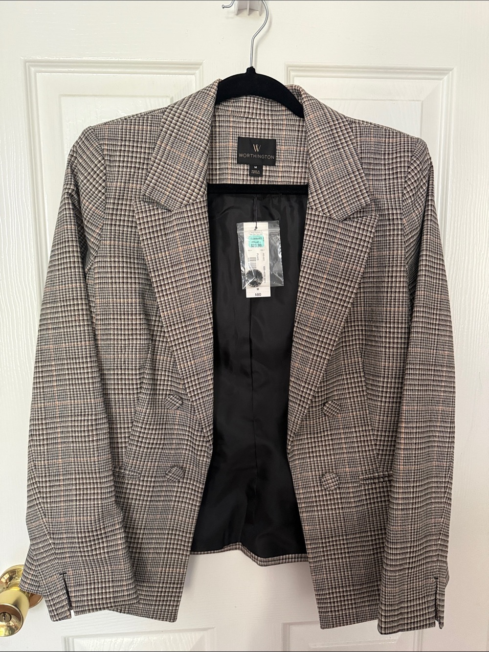 Worthington Plaid Double Breasted Blazer Jacket NWT Size M